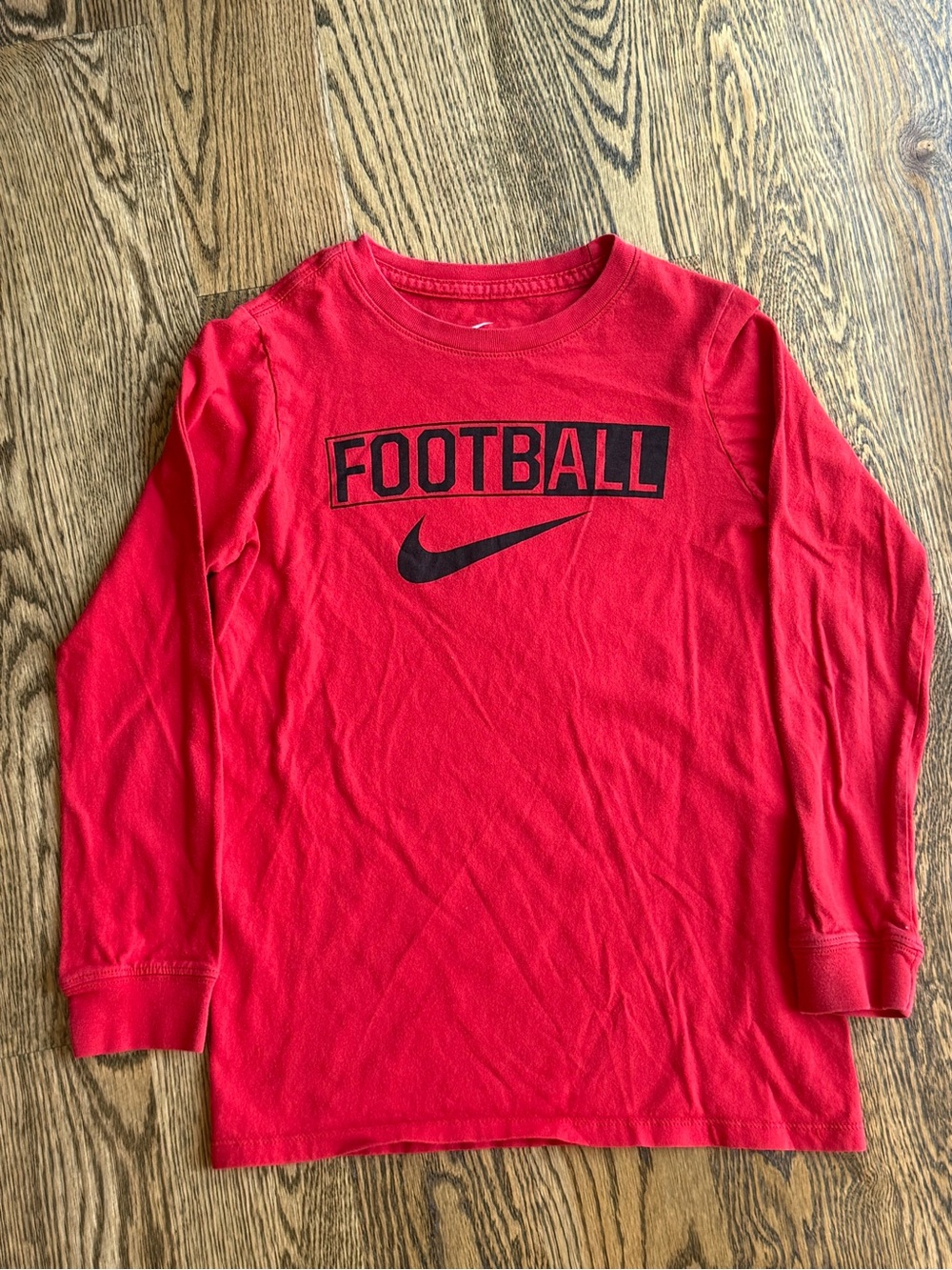 Nike Red Long Sleeve Tee with 'FOOTBALL' Graphic